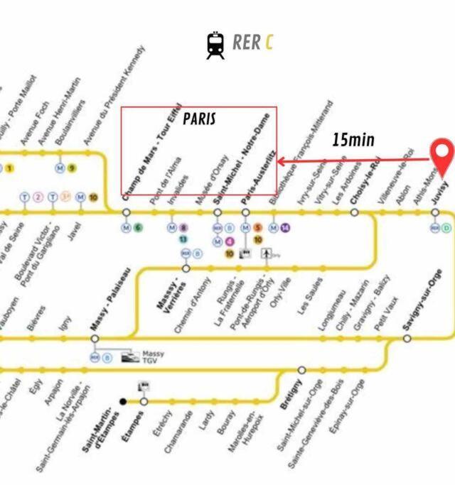 Superbe Appart Entier Au Pied De La Gare Rer, A 15 Min De Paris & Orly Жувізі-сюр-Орж Екстер'єр фото